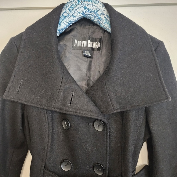 ​Marvin Richards Black Wool Blend Trench Coat | Size Medium - Picture 7 of 13